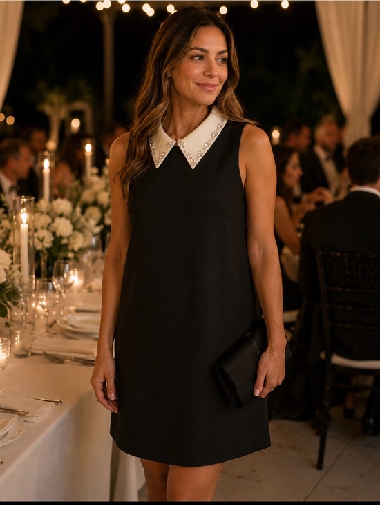 J. Crew Dresses & Skirts - J. Crew - Ora Collaboration Black Top with Cream Jeweled collar